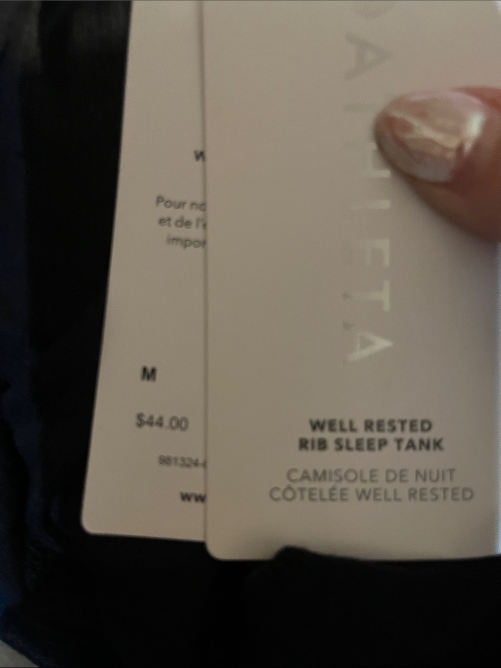 NWT-Athleta Black Well Rested Rib Sleep Tank, Medium - Picture 6 of 6